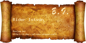 Bider István névjegykártya